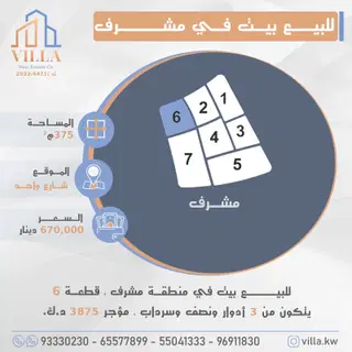 للبيع بيت في مشرف
