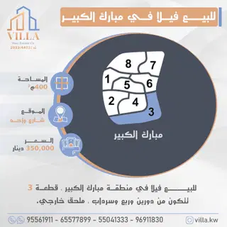 للبيع بيت في مبارك الكبير
